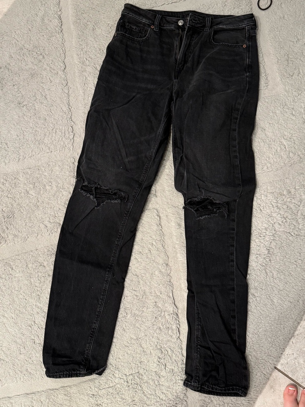 American Eagle Outfitters Black Skinny Ripped Knee Jeans